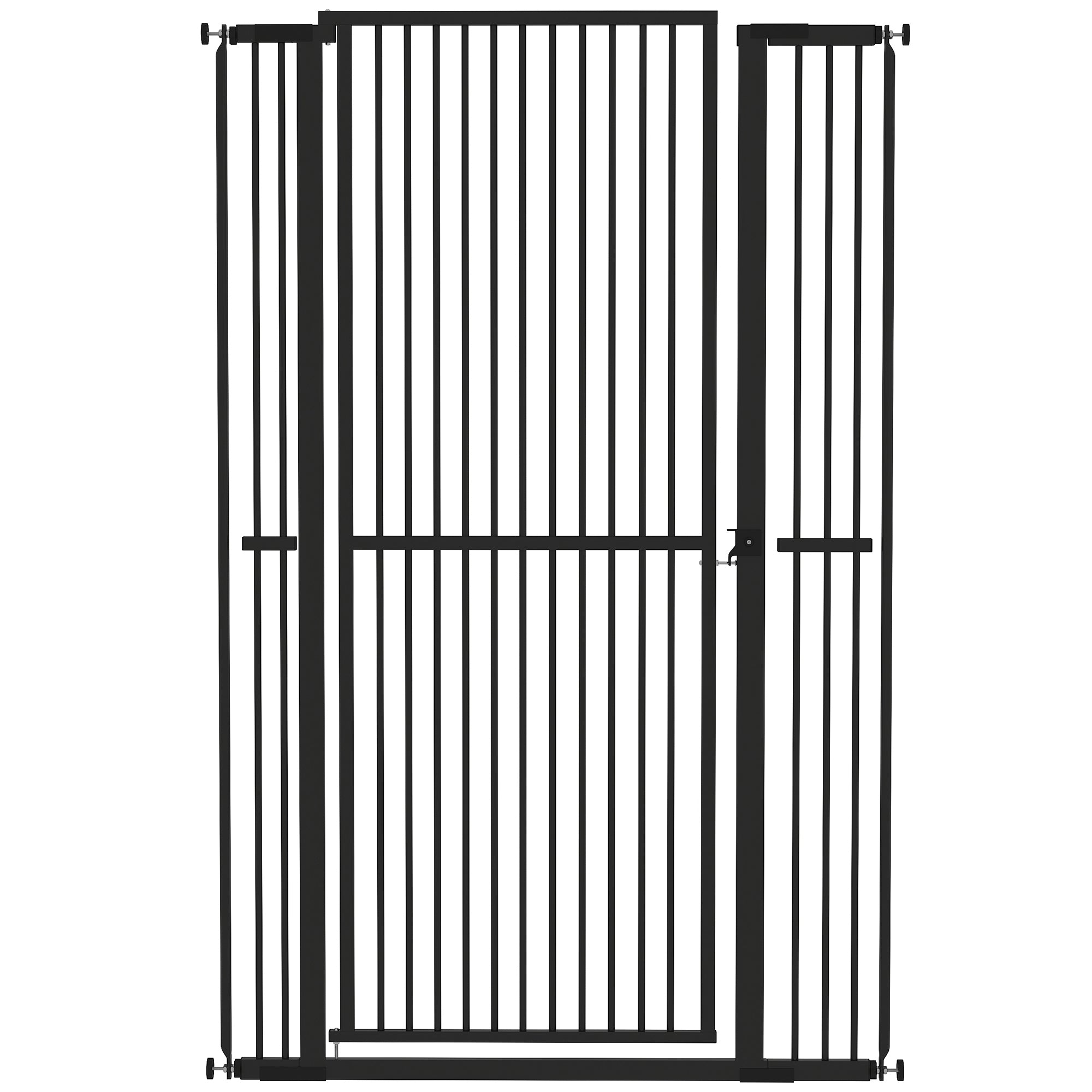PawHut 59"H Extra Tall Cat Gate, 30"-41"W Steel Pet Gate for Doorway, Hallway, Pressure Mounted Kit No Drilling Dog Gate with 1.4" Extra Narrow Gap, 2.8" & 5.5" Extensions, Black
