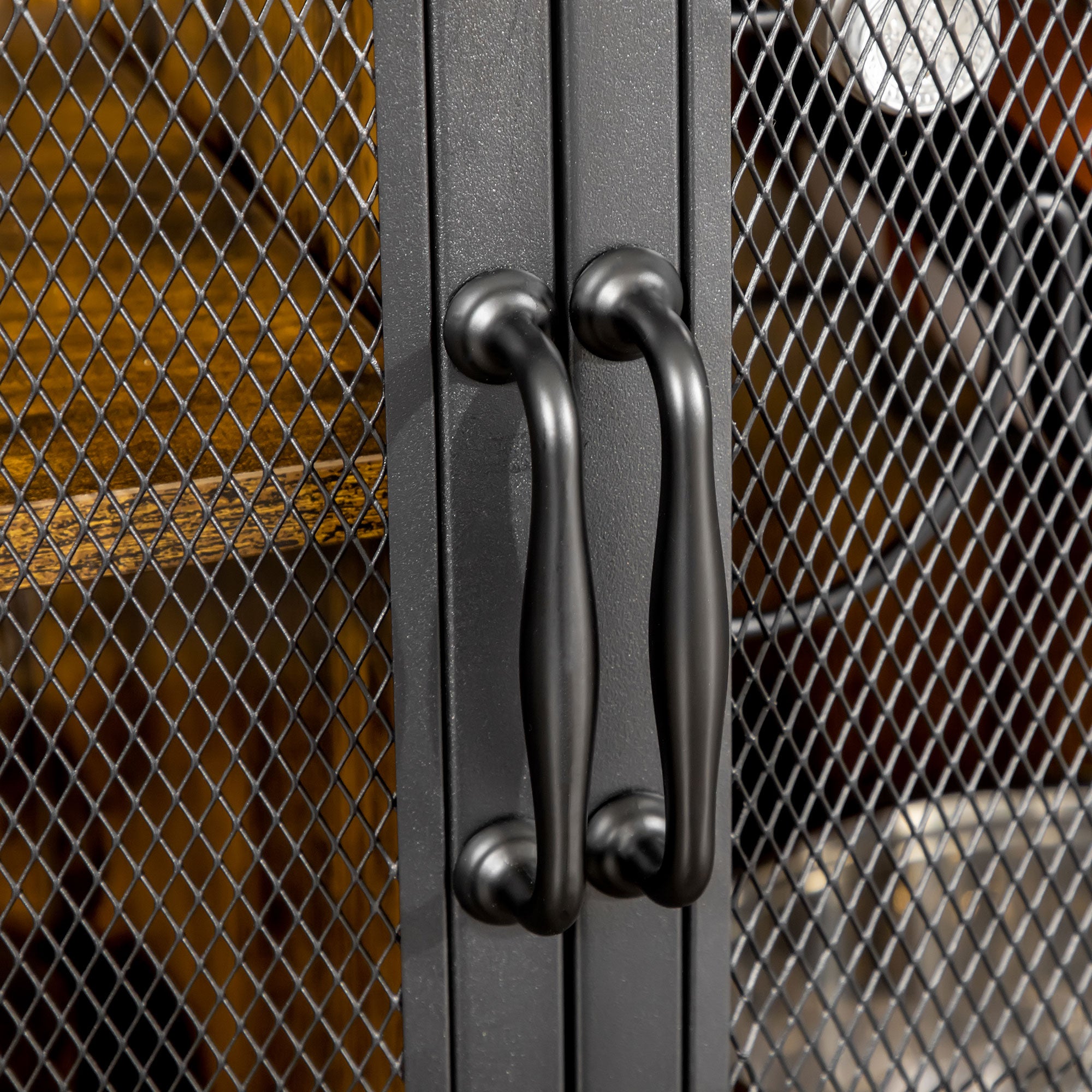 HOMCOM Industrial Wine Rack for 9 Bottles, Retro Liquor Cabinet with Glass Holders, Mesh Doors, Storage Shelf for Home Bar, Dining Room, Rustic Brown