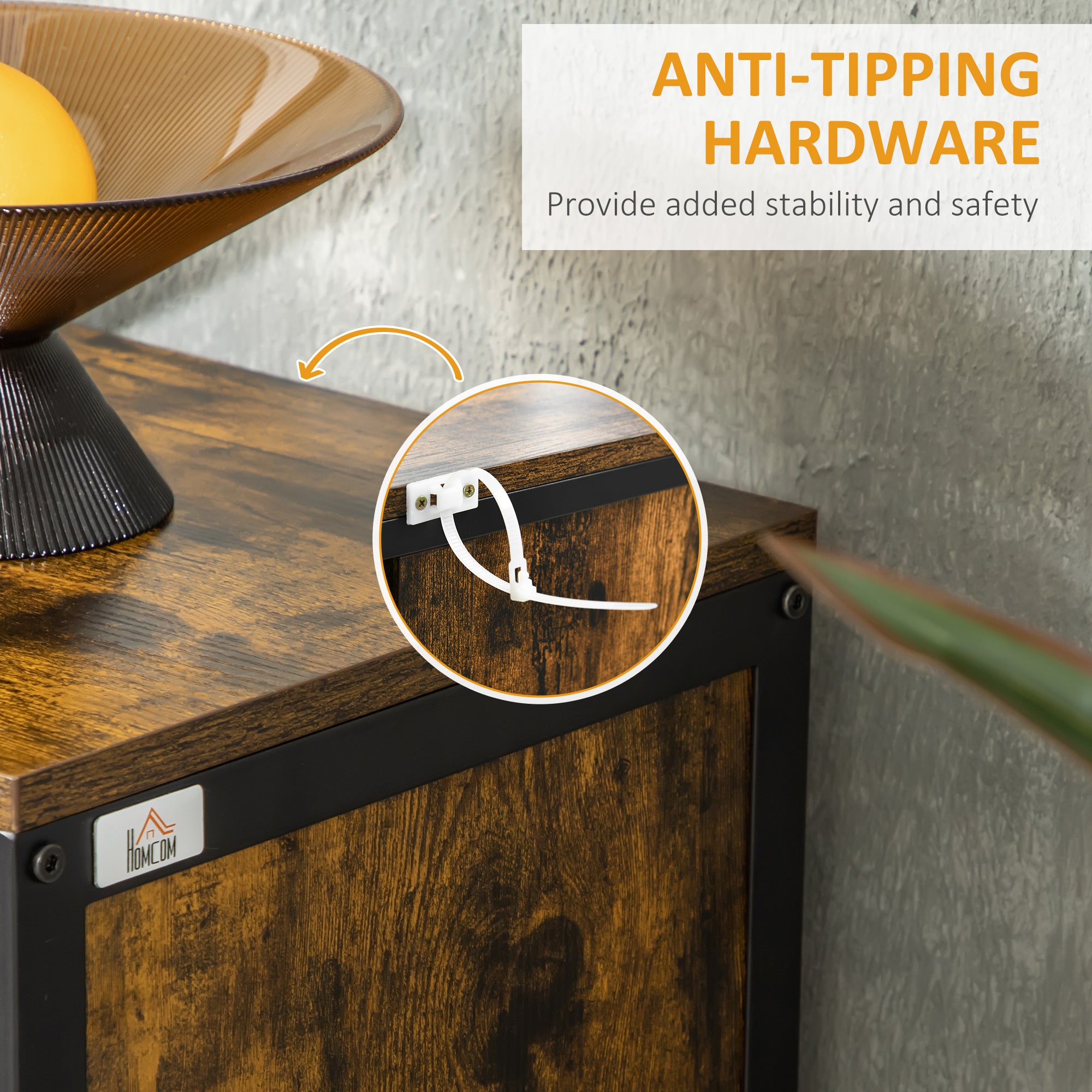 HOMCOM Industrial Wine Rack for 9 Bottles, Retro Liquor Cabinet with Glass Holders, Mesh Doors, Storage Shelf for Home Bar, Dining Room, Rustic Brown