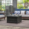 HOMCOM Farmhouse Coffee Table with Storage, Center Table with Hinged Lift Top and Hidden Space, Square Coffee Table for Living Room, Black