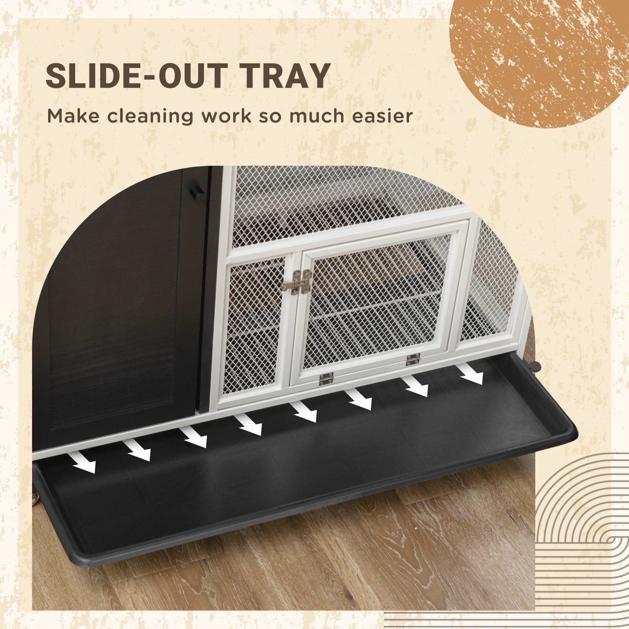 PawHut 38" 2-in-1 Indoor Rabbit Hutch & End Table with Wheels & Storage Shelf, Bunny Rabbit Cage with Removable Tray, Bunny Hutch Rabbit Furniture Pet Crate End Table, Black