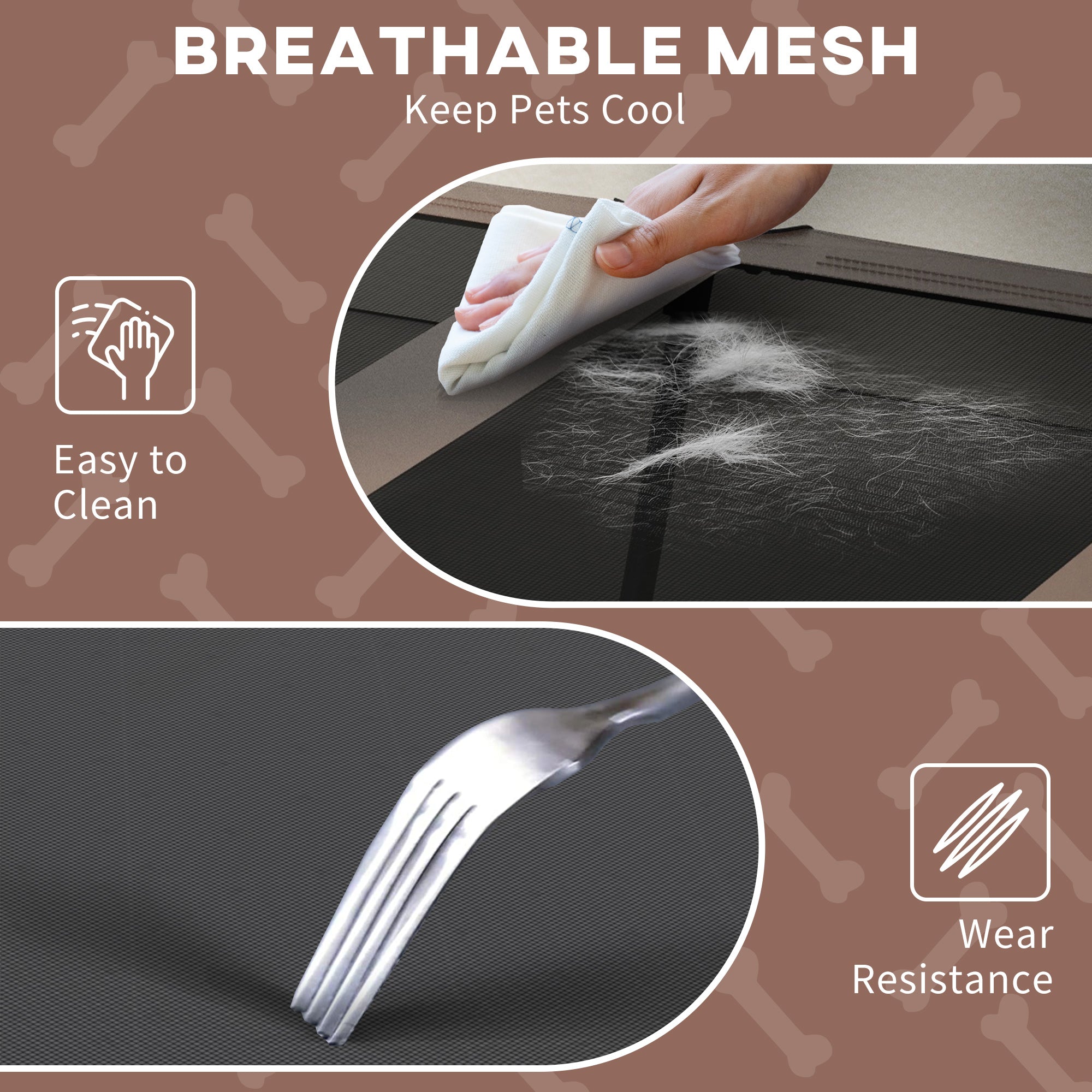 PawHut Elevated Dog Bed with Canopy, Cooling Dog Cot Bed for Camping, Portable Raised Pet Cot with Washable Breathable Mesh, for Indoor Outdoor, Large Dogs, 42" x 30" x 37", Coffee