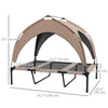 PawHut Elevated Dog Bed with Canopy, Cooling Dog Cot Bed for Camping, Portable Raised Pet Cot with Washable Breathable Mesh, for Indoor Outdoor, Large Dogs, 42" x 30" x 37", Coffee