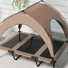 PawHut Elevated Dog Bed with Canopy, Cooling Dog Cot Bed for Camping, Portable Raised Pet Cot with Washable Breathable Mesh, for Indoor Outdoor, Large Dogs, 42" x 30" x 37", Coffee