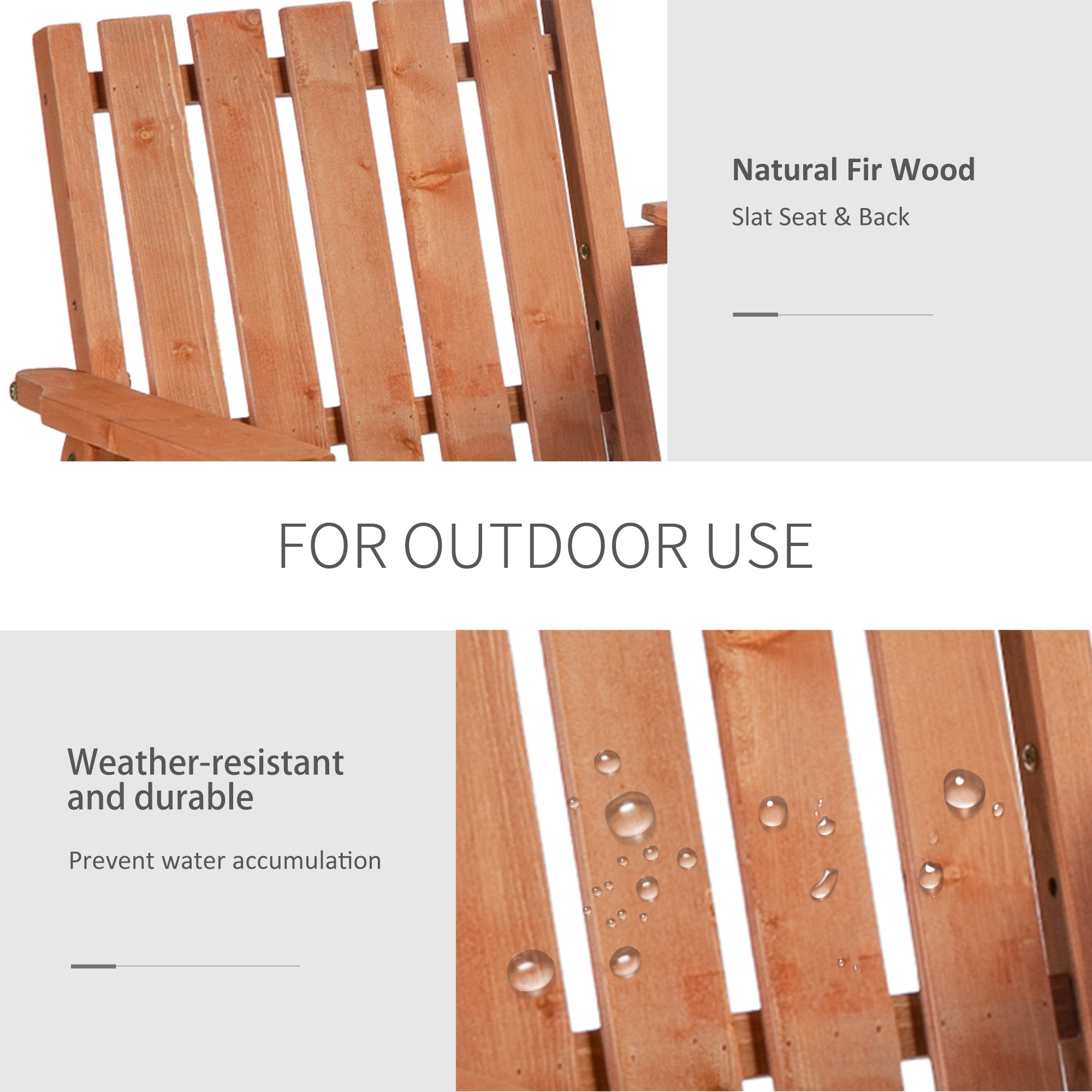 Outsunny 2-Seater Outdoor Wooden Bench with Middle Table and Umbrella Hole, Garden Bench for 2 Persons, Patio Loveseat with Slatted Seat and Back, Orange