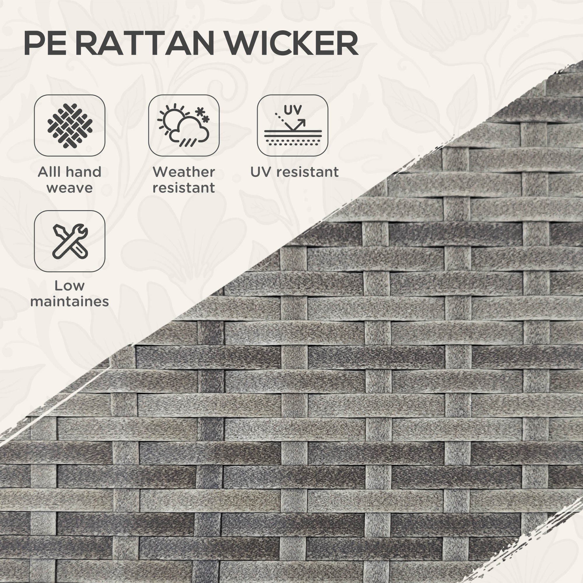 Outsunny Patio PE Wicker Garden Serving Cart with 2-Tier Shelf, Outdoor Wheeled Rattan Food Cart with Drawer, Handles, for Poolside, Garden, Mixed Grey