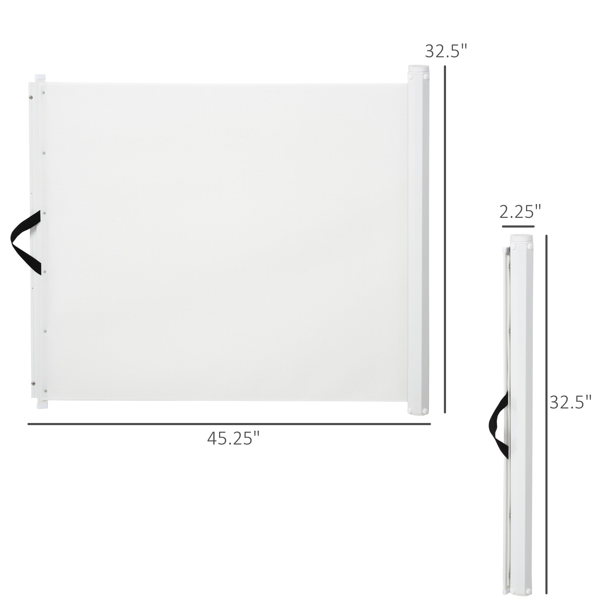 Pawhut Retractable Mesh Pet Safety Barrier Gate, Flexible and Extensible Safety Dog Gate Easy to Roll and Latch for Stairways Doorways Hallways, 45'' x 32", White