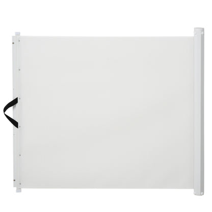 Pawhut Retractable Mesh Pet Safety Barrier Gate, Flexible and Extensible Safety Dog Gate Easy to Roll and Latch for Stairways Doorways Hallways, 45'' x 32", White