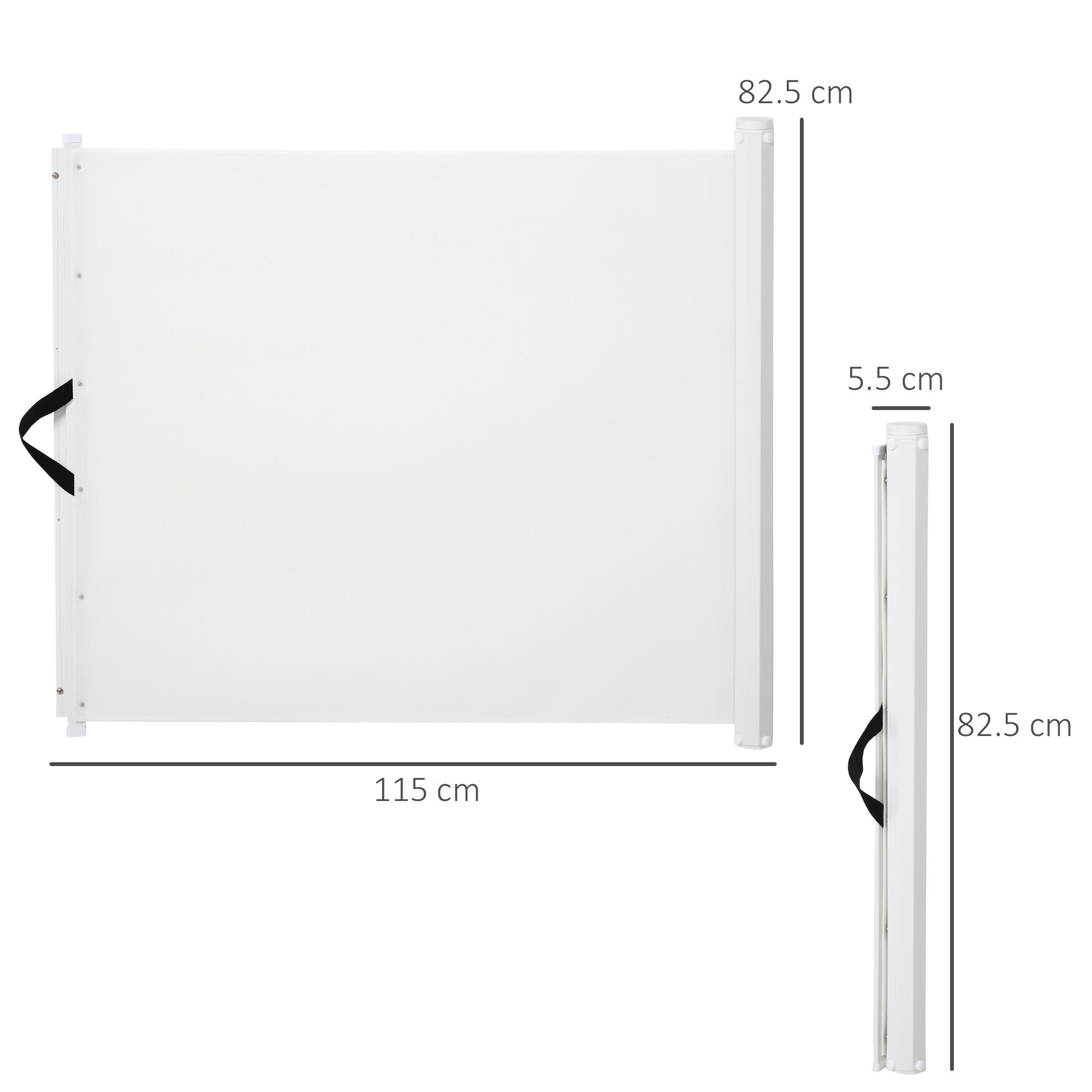 PawHut Retractable Safety Gate Dog Pet Barrier Folding Protector Home Doorway Room Divider Stair Guard White 115Lx82.5Hcm