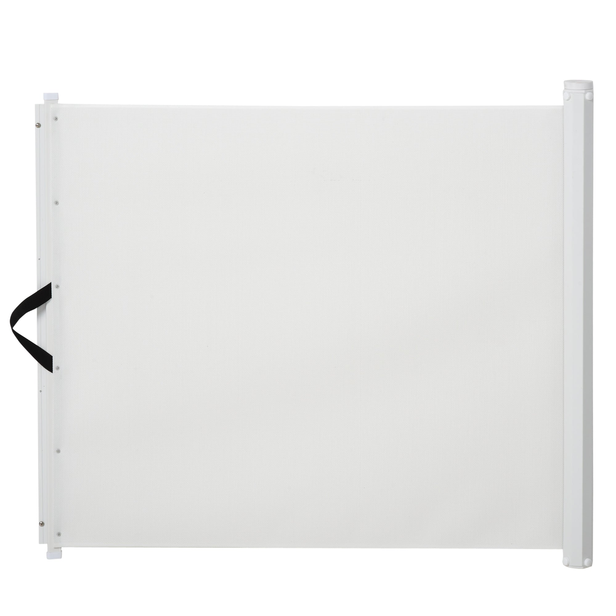 Pawhut Retractable Mesh Pet Safety Barrier Gate, Flexible and Extensible Safety Dog Gate Easy to Roll and Latch for Stairways Doorways Hallways, 45'' x 32", White