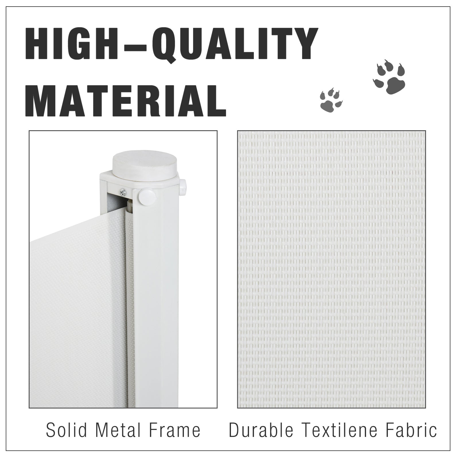 PawHut Retractable Safety Gate Dog Pet Barrier Folding Protector Home Doorway Room Divider Stair Guard White 115Lx82.5Hcm