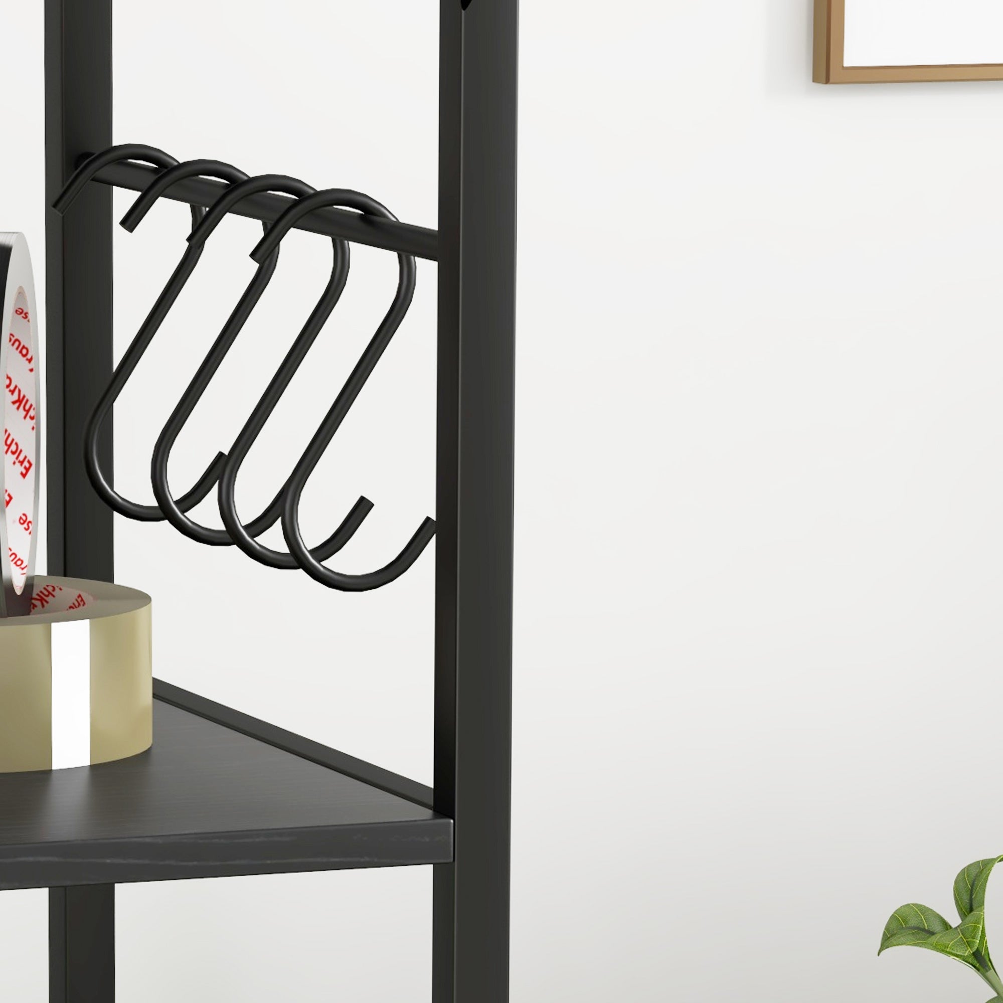 Vinsetto Vertical Filing Cabinet with Keys, Lockable File Cabinet with Adjustable Hanging Bar for Letter, A4 and Legal Size, 67.7" Tall Printer Stand with Shelves and Hooks, Black