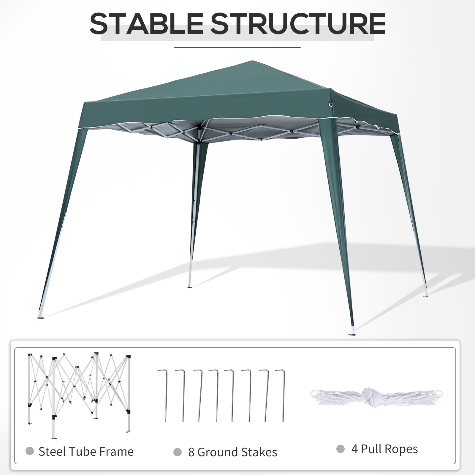 Outsunny 8' x 8' Pop Up Canopy Tent with Inclined Legs, Portable Party Tent Gazebo with Carrying Bag for Garden, Camping, Party, Picnic, Green