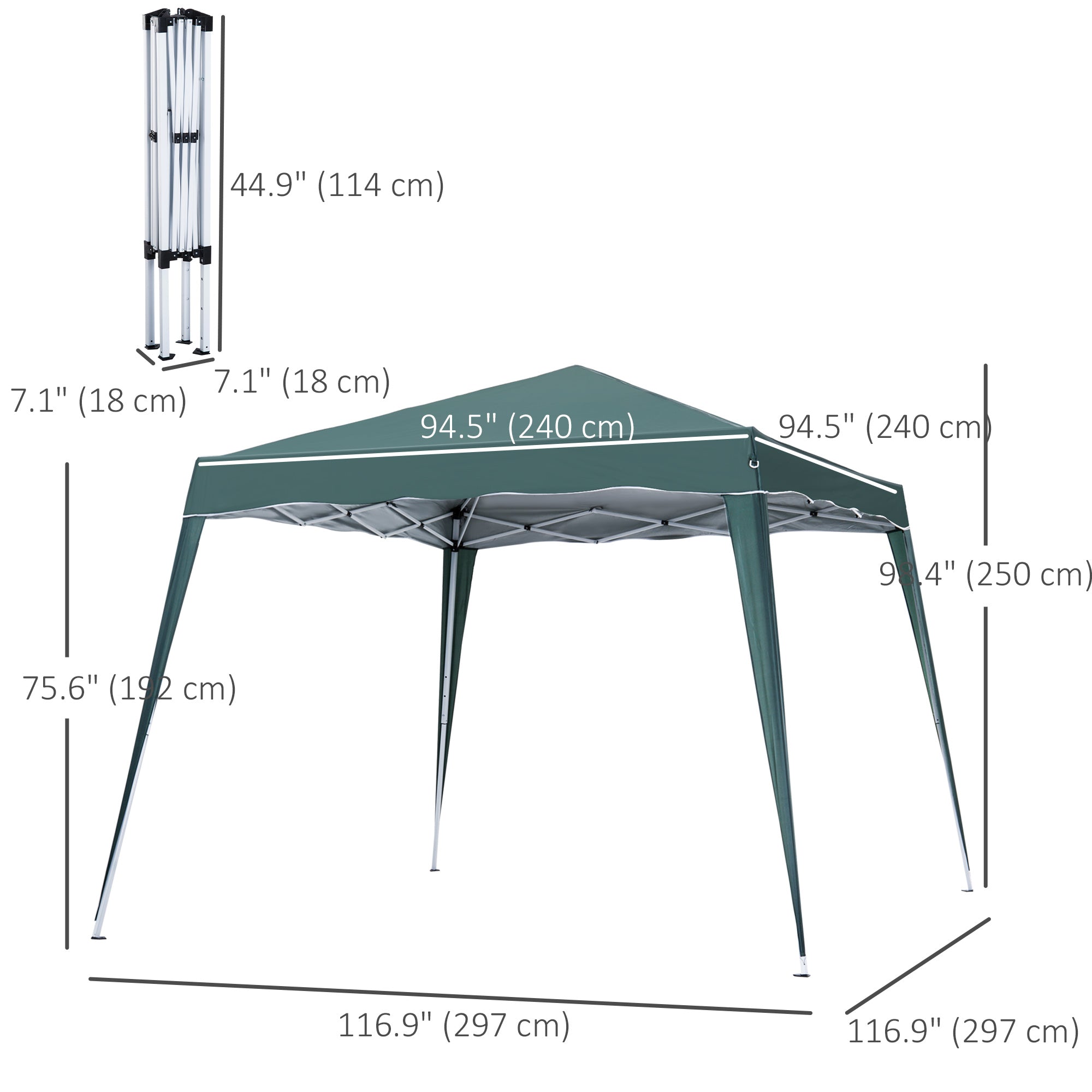 Outsunny 8' x 8' Pop Up Canopy Tent with Inclined Legs, Portable Party Tent Gazebo with Carrying Bag for Garden, Camping, Party, Picnic, Green