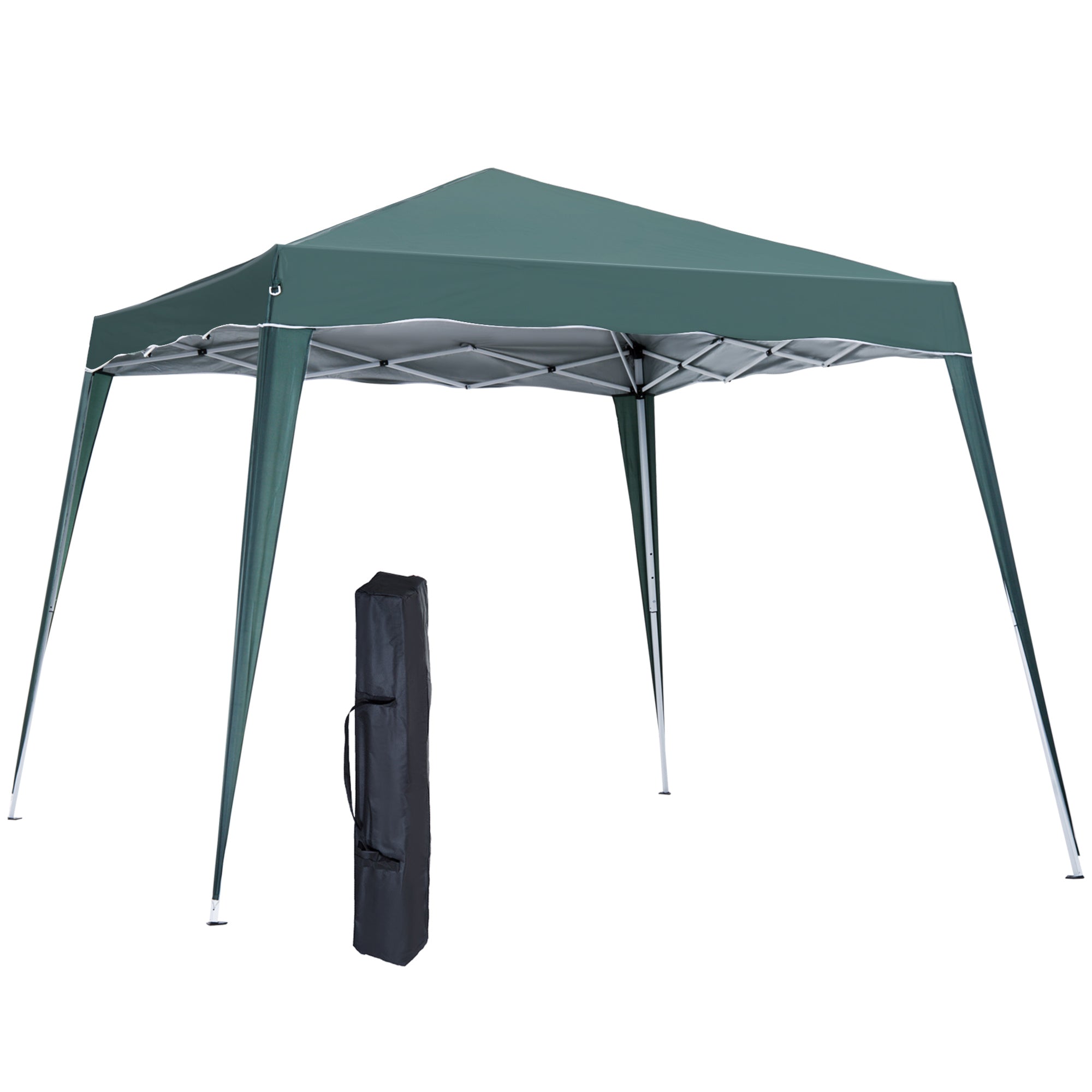 Outsunny 8' x 8' Pop Up Canopy Tent with Inclined Legs, Portable Party Tent Gazebo with Carrying Bag for Garden, Camping, Party, Picnic, Green