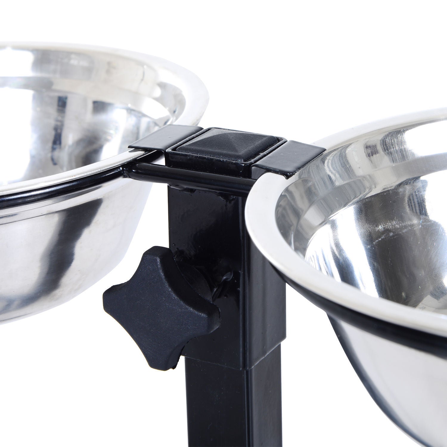 PawHut Adjustable Elevated Dog Bowls, Stainless Steel Dog Double Bowls with H-Base Raised Bowl Stand for Dogs Cats, 24"H