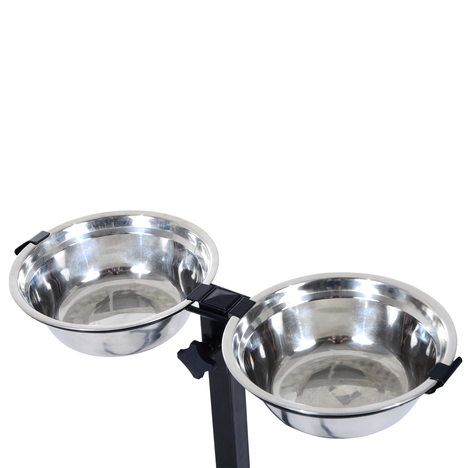 PawHut Adjustable Elevated Dog Bowls, Stainless Steel Dog Double Bowls with H-Base Raised Bowl Stand for Dogs Cats, 24"H