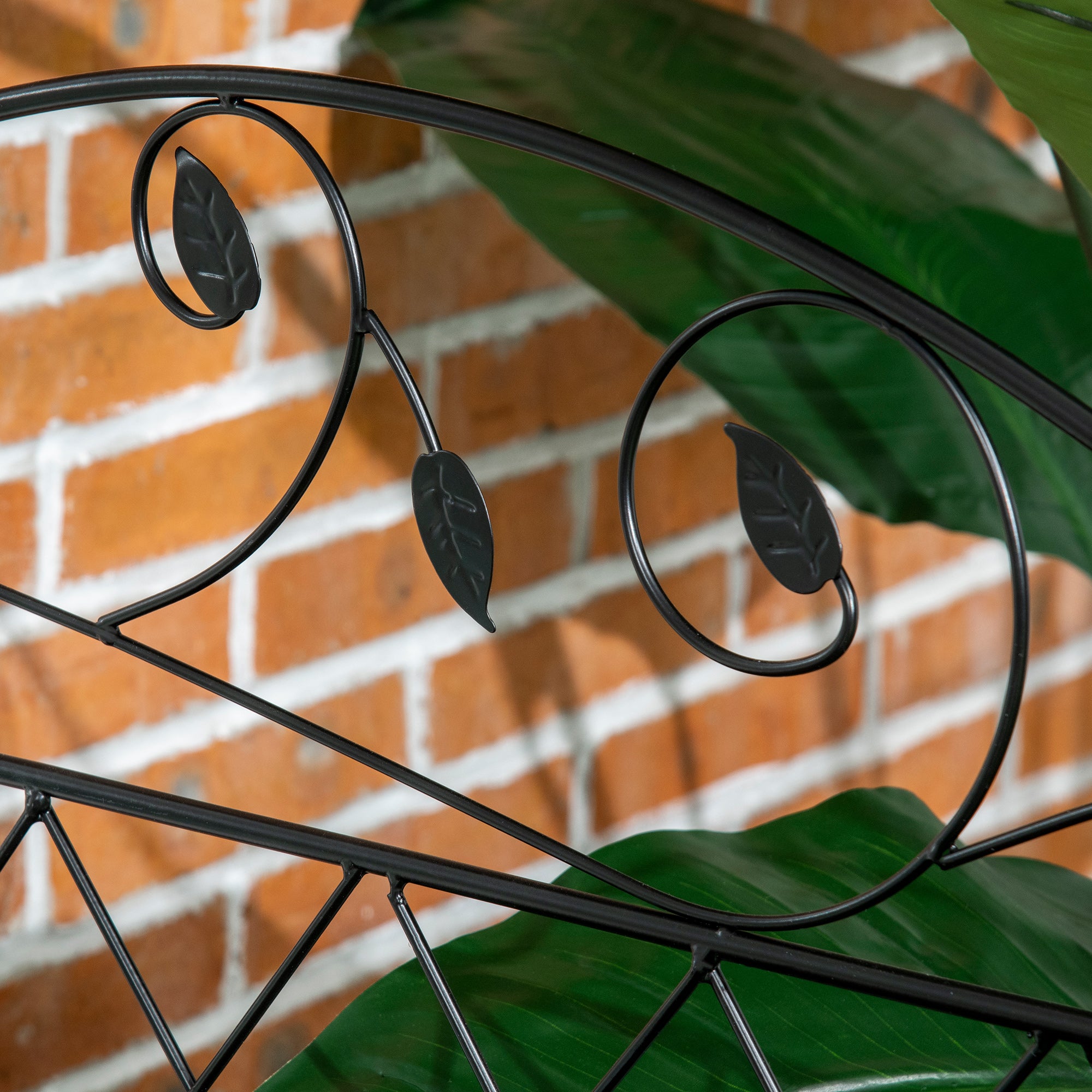 Outsunny Garden Fence, 4 Pack Metal Fence Panels, 11.5' Animal Barrier & Decorative Border Flower Edging for Yard, Landscape, Patio, Outdoor Décor, 43" H, Wavey Vines