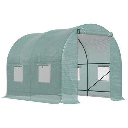 Outsunny 8'x6.6'x6.6' Heavy Duty Walk-in Greenhouse Garden Tunnel Hot House Outdoor Flower Vegetable Growth Warm House Roll Up Door, Windows, Steel