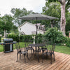 Outsunny 5 Pieces Outdoor Dining Set, Cast Aluminium Patio Table and Chairs with Parasol Hole for Garden Backyard Poolside, Patio Dining Set for 4, Brown