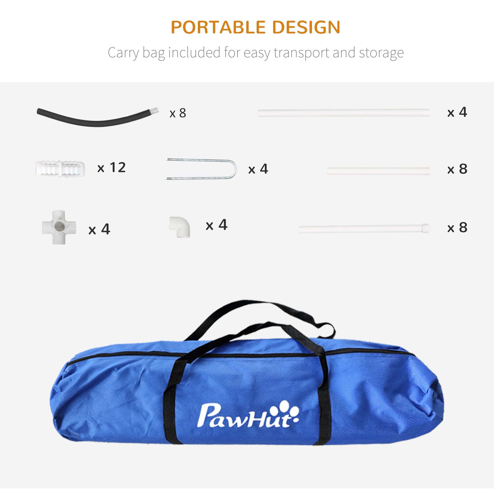 PawHut 4 Pieces Dog Agility Training Equipment with Weave Poles, Training Starter Kit, Dog Obstacle Course, Pet Outdoor Games with Carry Bag, Black