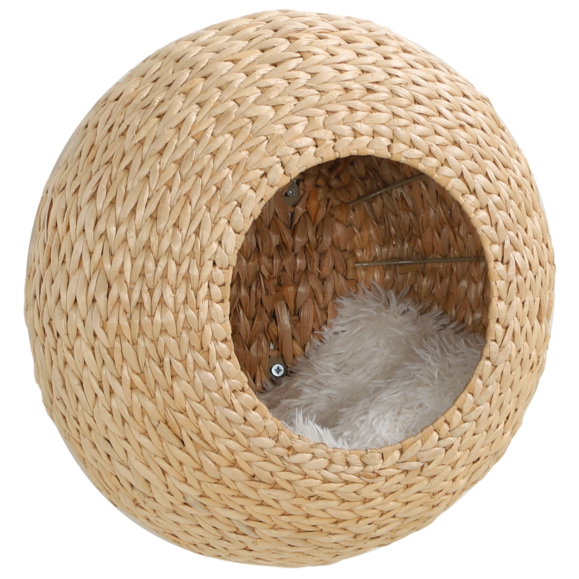 PawHut Cat Wall Furniture, Wall Mounted Cat Condo with Washable Cushion, Cat Wall Shelf for Indoor Cats Kittens, Natural Wood