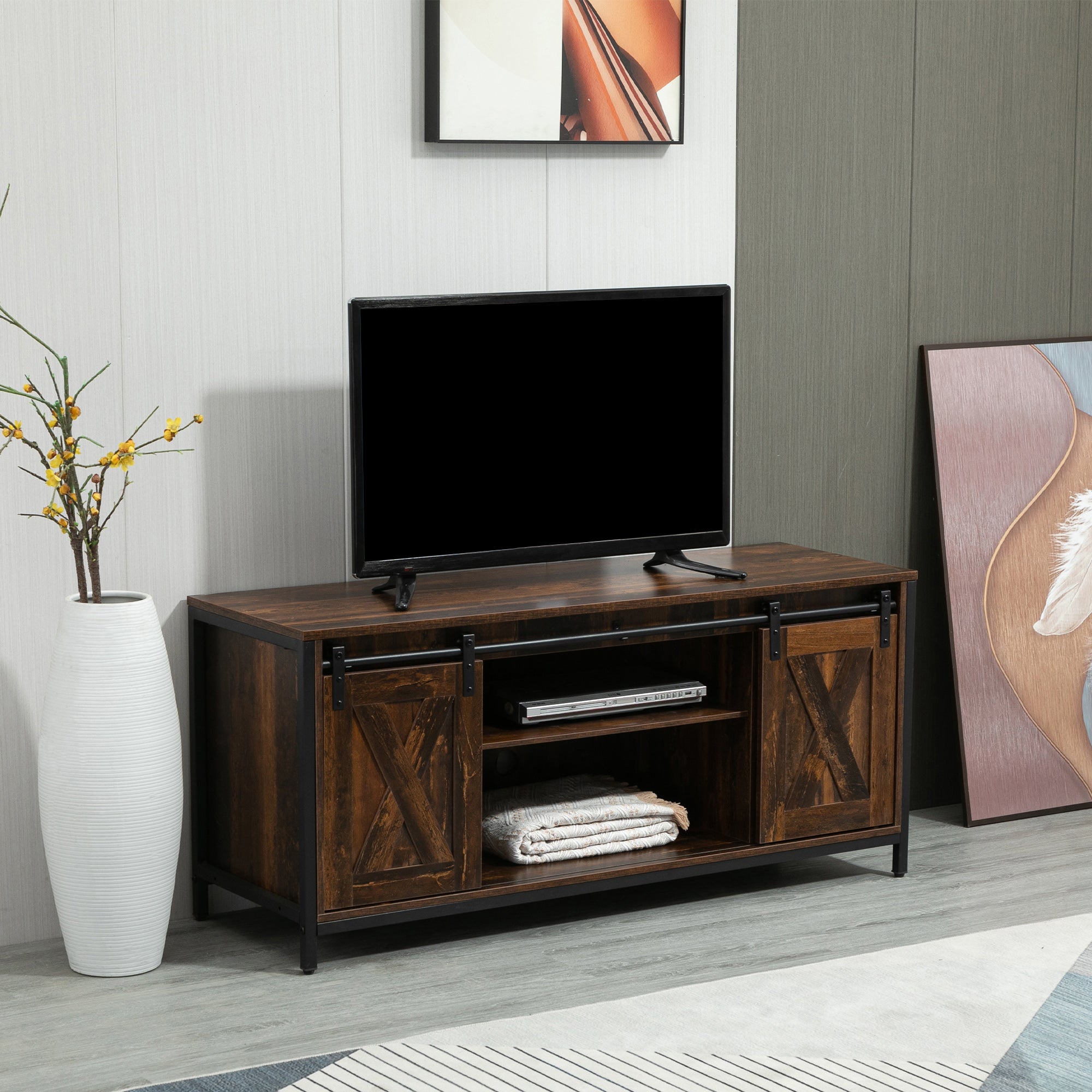 HOMCOM Industrial TV Stand for TVs up to 60