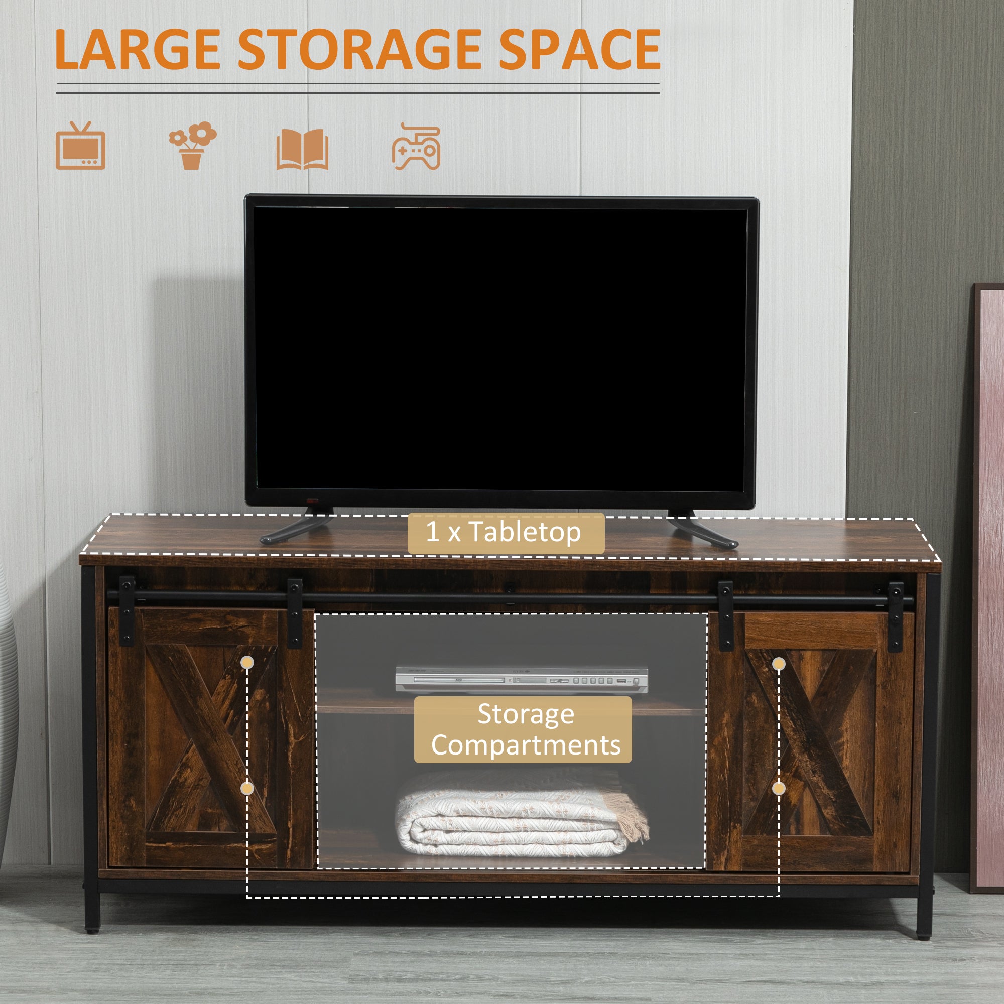 HOMCOM Industrial TV Stand for TVs up to 60