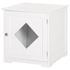 PawHut Cat Litter Box Enclosure End Table, Indoor Cat Washroom with Magnetic Door, Hidden Litter Box Nightstand with Large Tabletop, Easy Assembly, White
