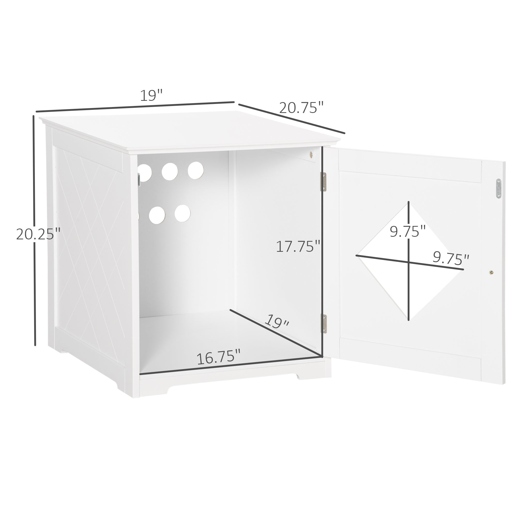 PawHut Cat Litter Box Enclosure End Table, Indoor Cat Washroom with Magnetic Door, Hidden Litter Box Nightstand with Large Tabletop, Easy Assembly, White