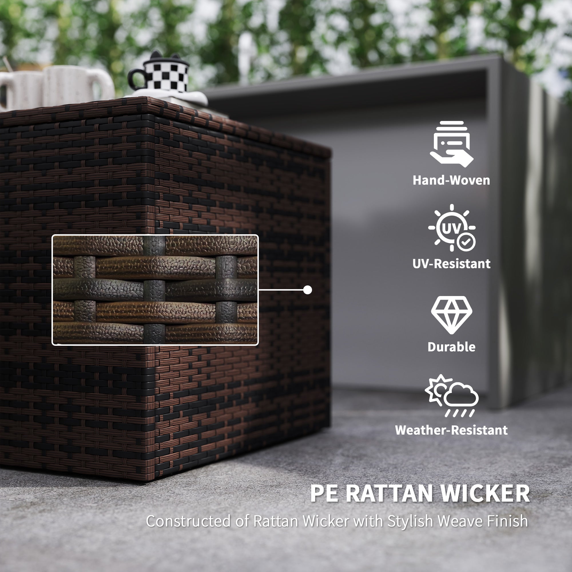 Outsunny 6 Pieces Wicker Patio Furniture Set with Cushions, 7-Seater Rattan Patio Sofa Set with Storage Coffee Table & Side Table, Sectional Outdoor Furniture Set, Cream White