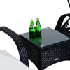 Outsunny 3 Pieces Wicker Patio Lounger Set with Table, PE Rattan Outdoor Lounge Chair Set with Cushions, Wheels, 5-Level Reclining Backrest, Headrest, Black/Cream