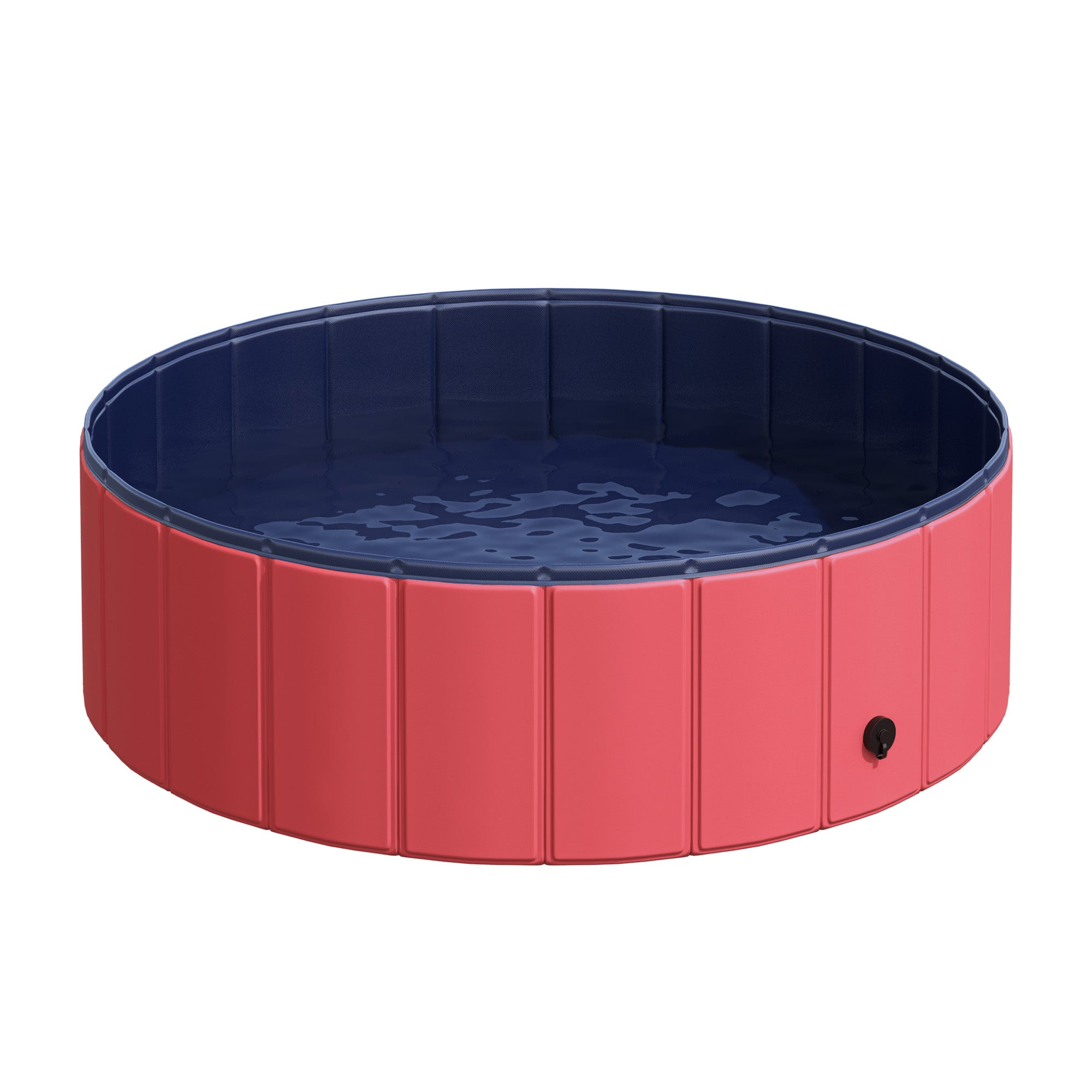 PawHut Foldable Dog Paddling Pool Pet Cat Swimming Pool Indoor/ Outdoor Collapsible Summer Bathing Tub Shower Tub Puppy Washer, Φ 100 x 30H cm, Red