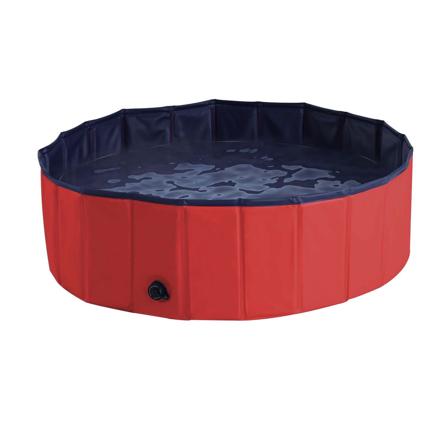 PawHut Folding PVC Dog Bath Pool Portable Pet Kiddie Swimming Pool, Outdoor/Indoor Puppy Bath Tub with Nonslip Bottom for Dogs & Cats, (39.4", Red)