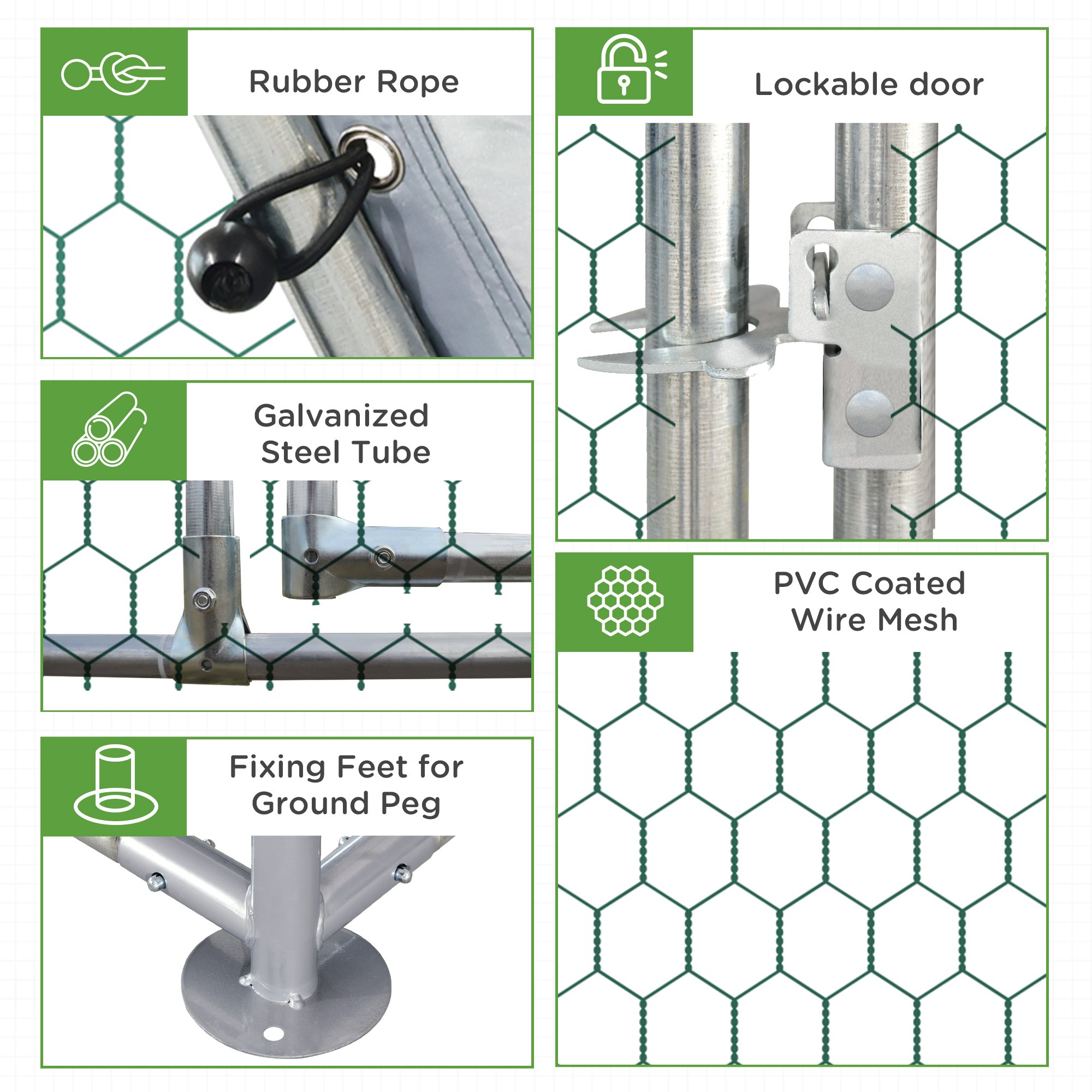 PawHut Galvanized Large Metal Chicken Coop Cage Walk-in Enclosure Poultry Hen Run House Playpen Rabbit Hutch with Cover for Outdoor Backyard 9.2' x 12.5' x 6.5' Silver