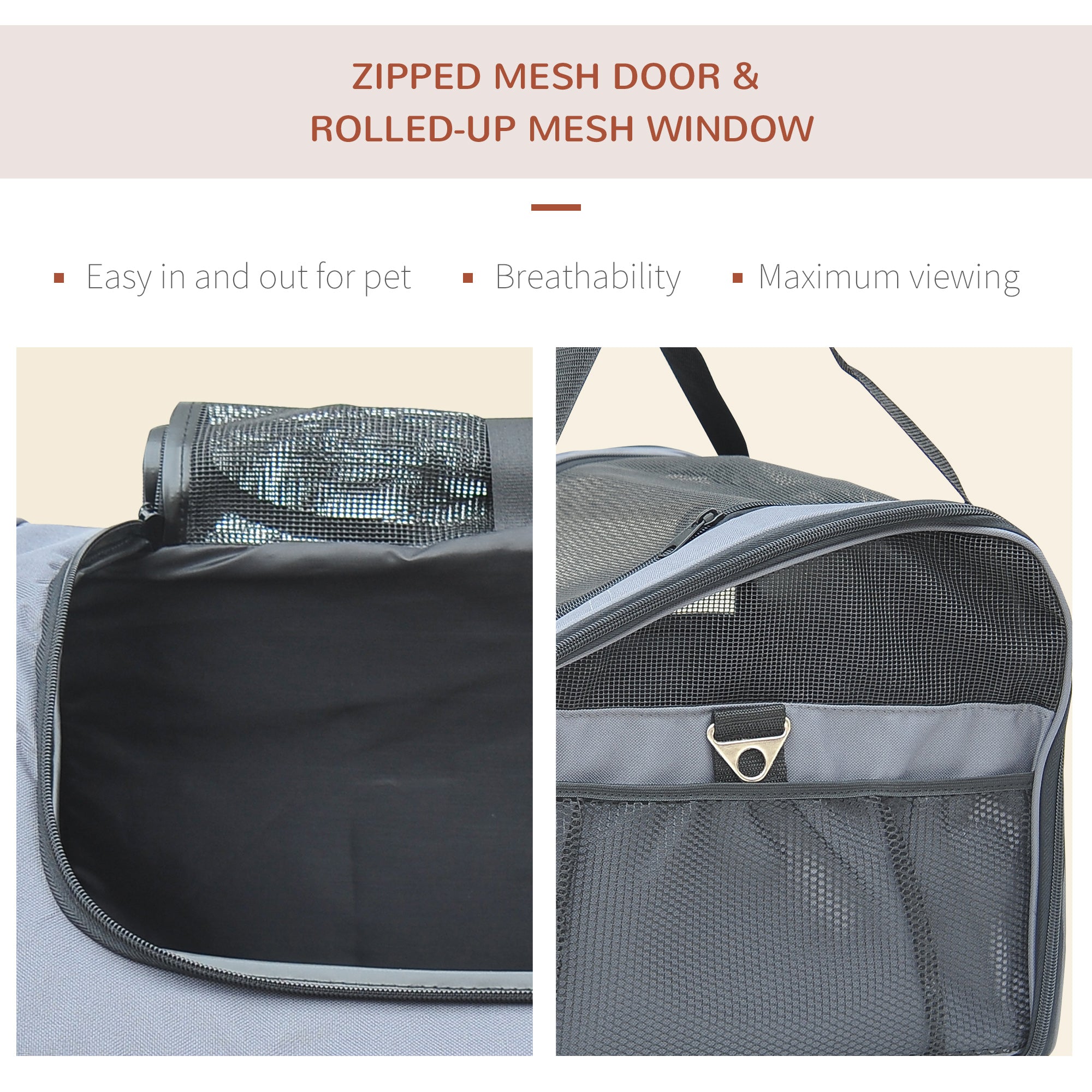 PawHut 3in1 Pet Car Booster Seat Dog Carrier Travel Bag Gray