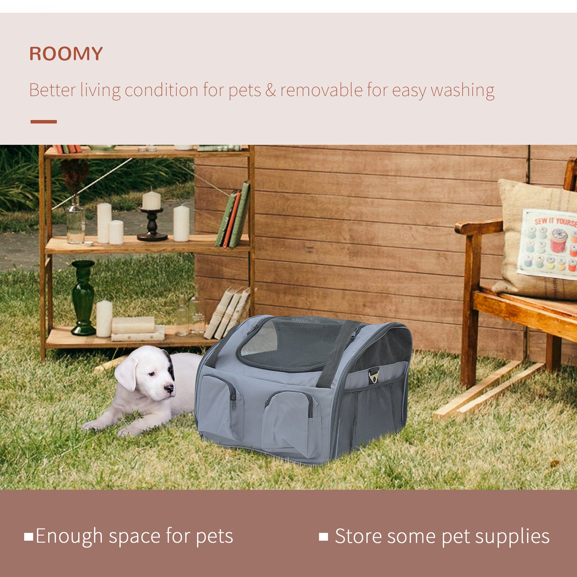 PawHut 3in1 Pet Car Booster Seat Dog Carrier Travel Bag Gray