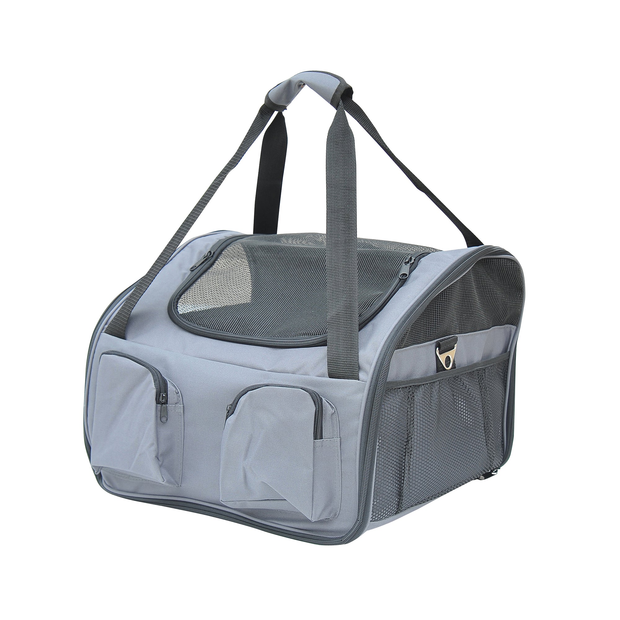 PawHut 3in1 Pet Car Booster Seat Dog Carrier Travel Bag Gray