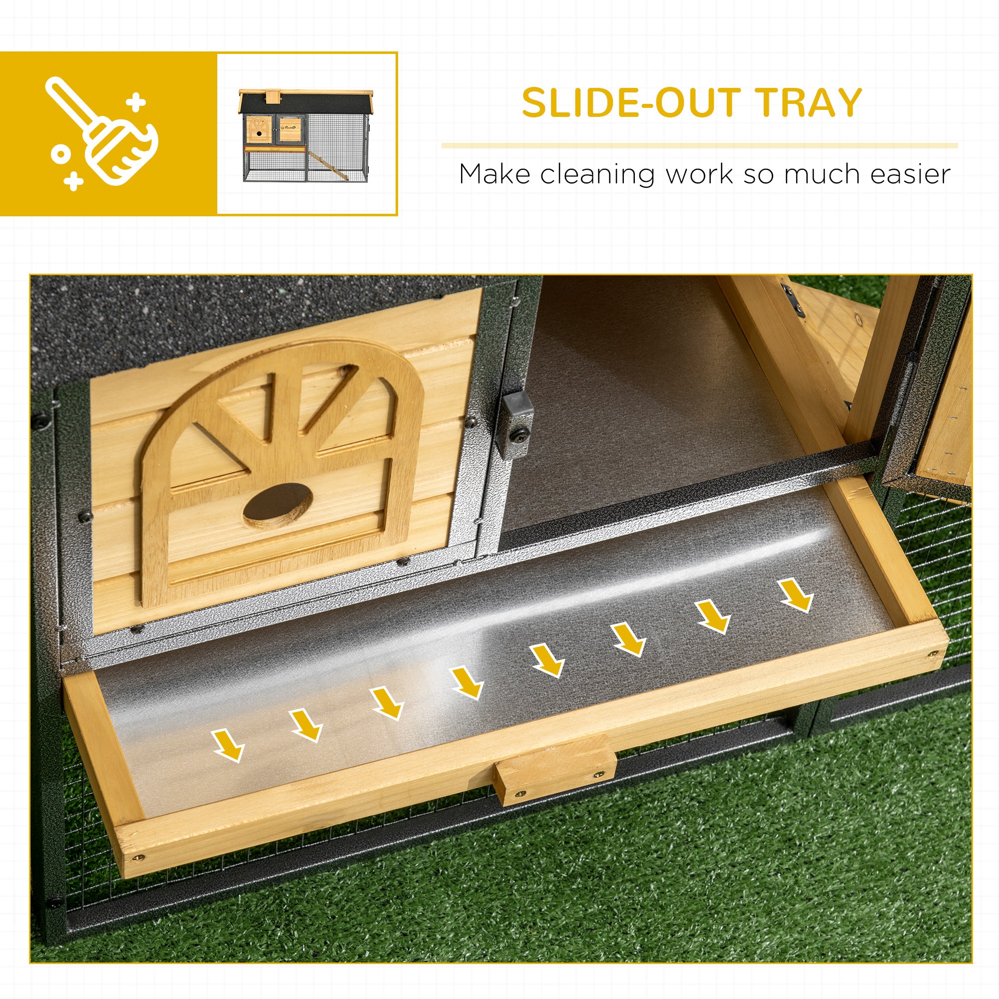 PawHut 2 Tiers Rabbit Hutch and Run, Guinea Pig Hutch Outdoor with Sliding Tray, Ramp, for 1-2 Rabbits