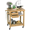 HOMCOM Rolling Bamboo Wood Kitchen Island Cart Trolley, Cabinet with Towel Rack, 2 Drawer, Shelves for Kitchken Living Room Use, Bamboo Tone