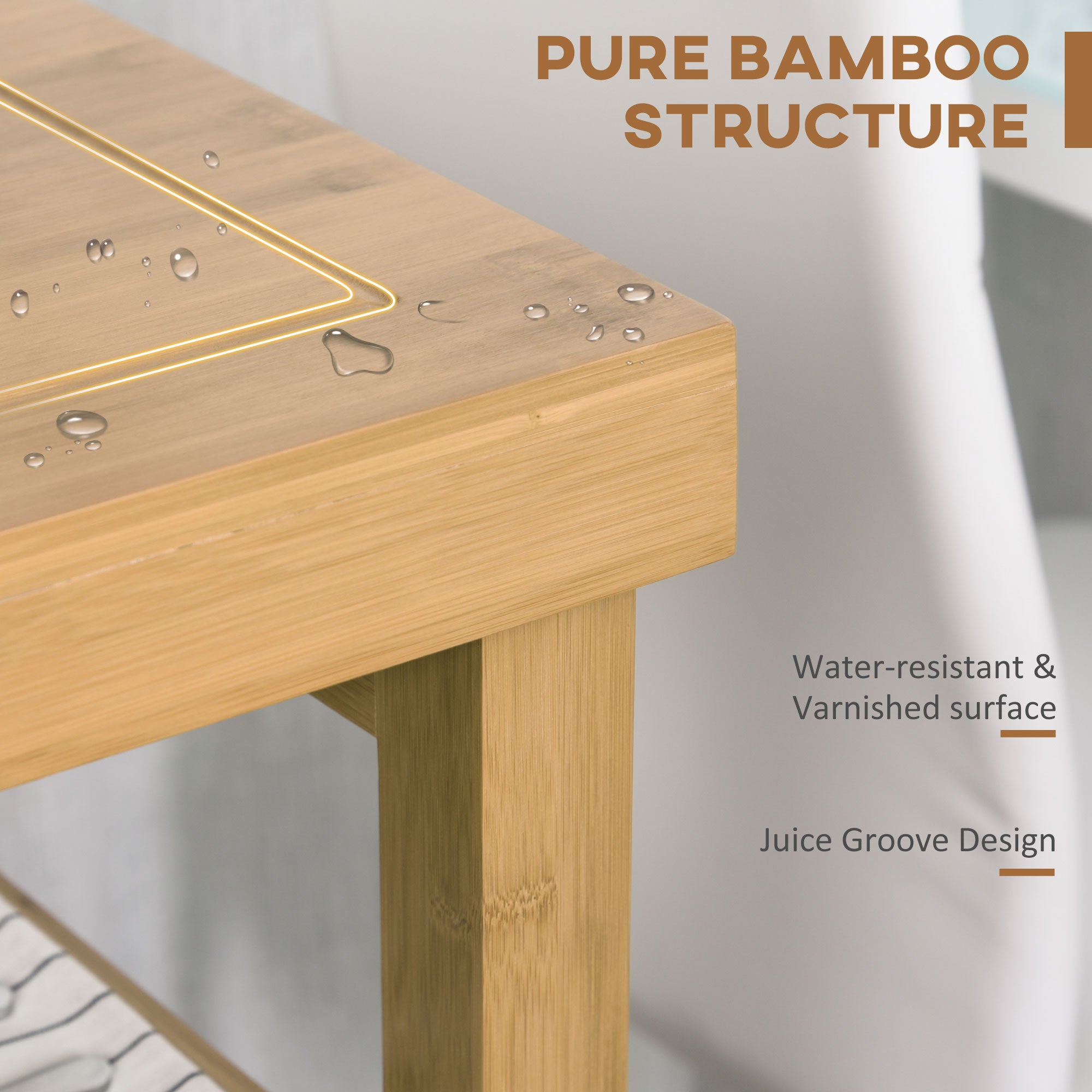 HOMCOM Rolling Bamboo Wood Kitchen Island Cart Trolley, Cabinet with Towel Rack, 2 Drawer, Shelves for Kitchken Living Room Use, Bamboo Tone