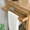 HOMCOM Rolling Bamboo Wood Kitchen Island Cart Trolley, Cabinet with Towel Rack, 2 Drawer, Shelves for Kitchken Living Room Use, Bamboo Tone