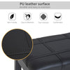 HOMCOM Classic Piano Bench Stool, PU Leather Padded Keyboard Seat with Rubber Wood Legs and Music Storage Compartment, Banded Seat, Black
