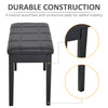 HOMCOM Classic Piano Bench Stool, PU Leather Padded Keyboard Seat with Rubber Wood Legs and Music Storage Compartment, Banded Seat, Black
