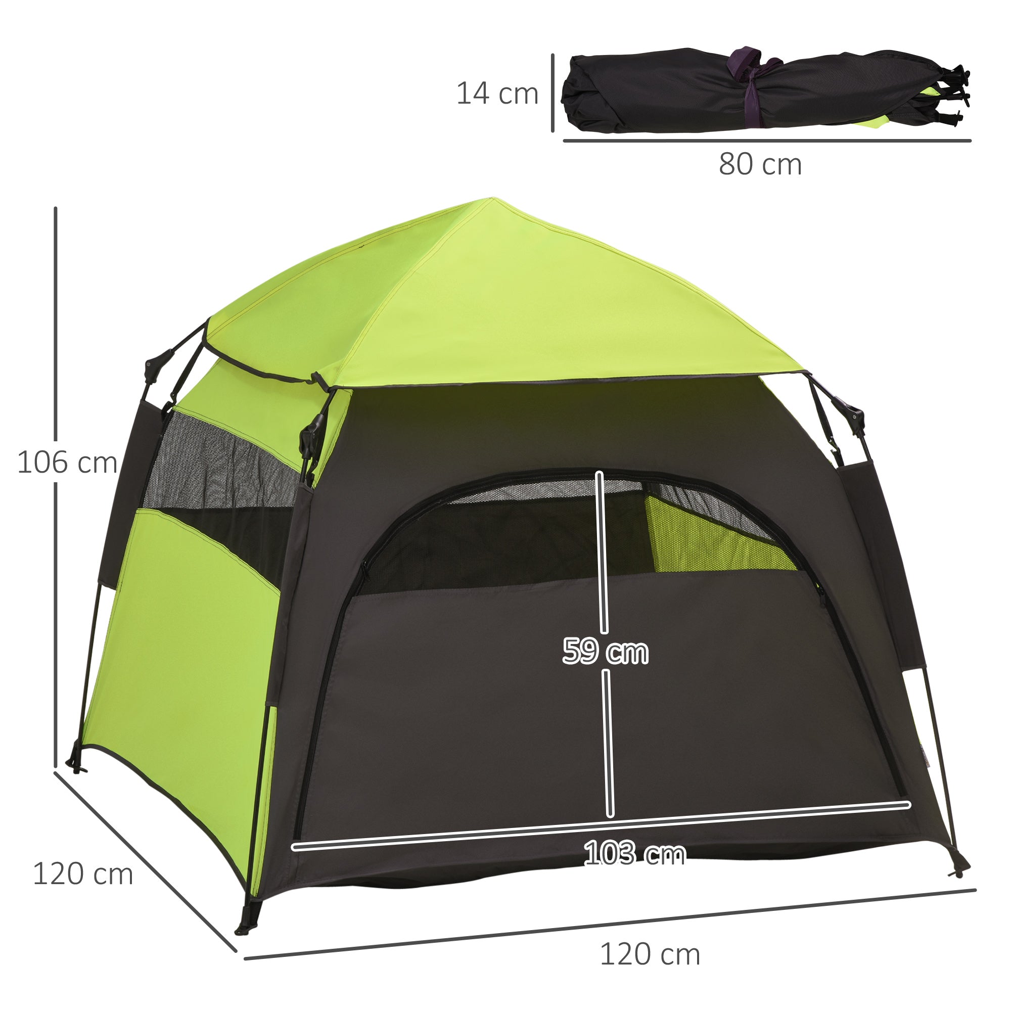 PawHut Foldable Dog Tent, Portable Pet Cat Tent with Water-Resistant Oxford Cloth, Carry Bag, Pet Playpen Exercise Tent for Extra Large Dog, Cat, Indoor Outdoor Use, Green