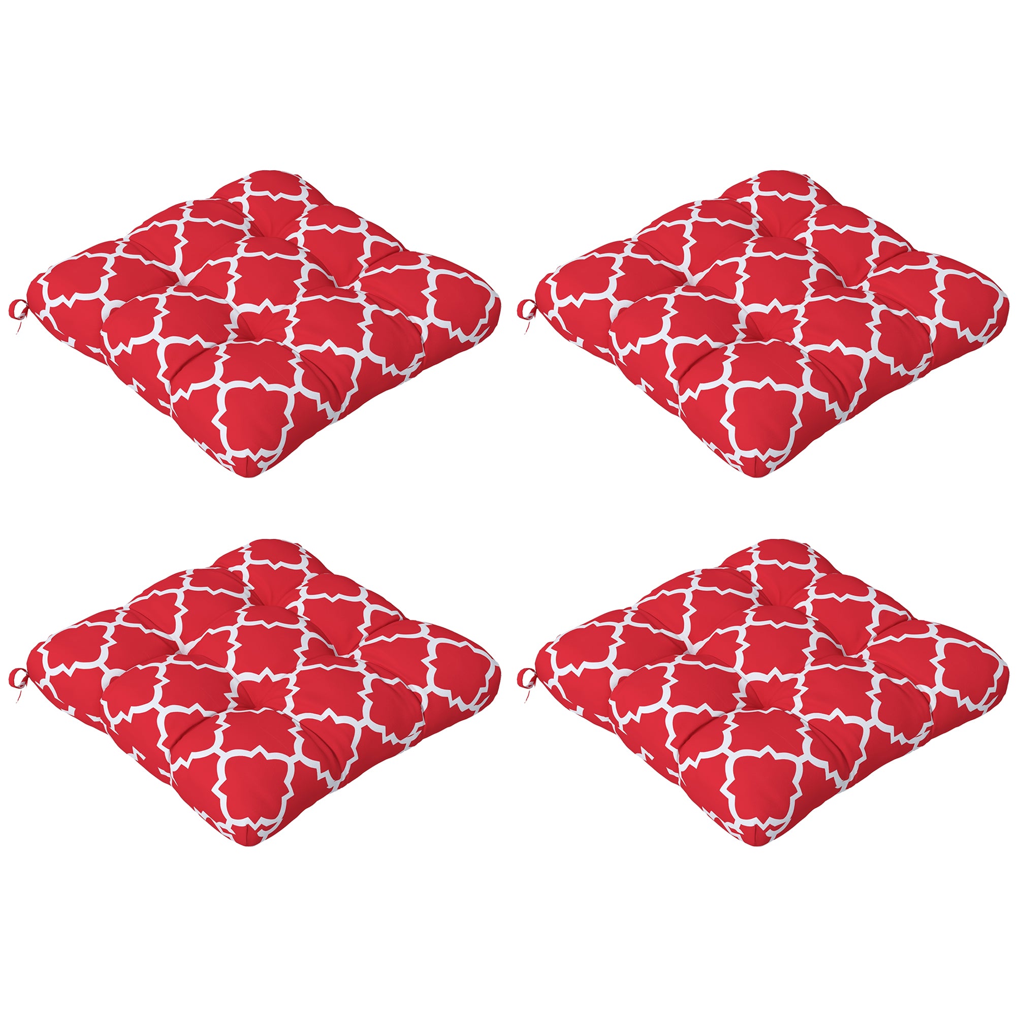 Outsunny 4-Piece Patio Chair Cushions Pillows, Seat Replacement Patio Cushions Set with Ties for Indoor Outdoor Garden Furniture