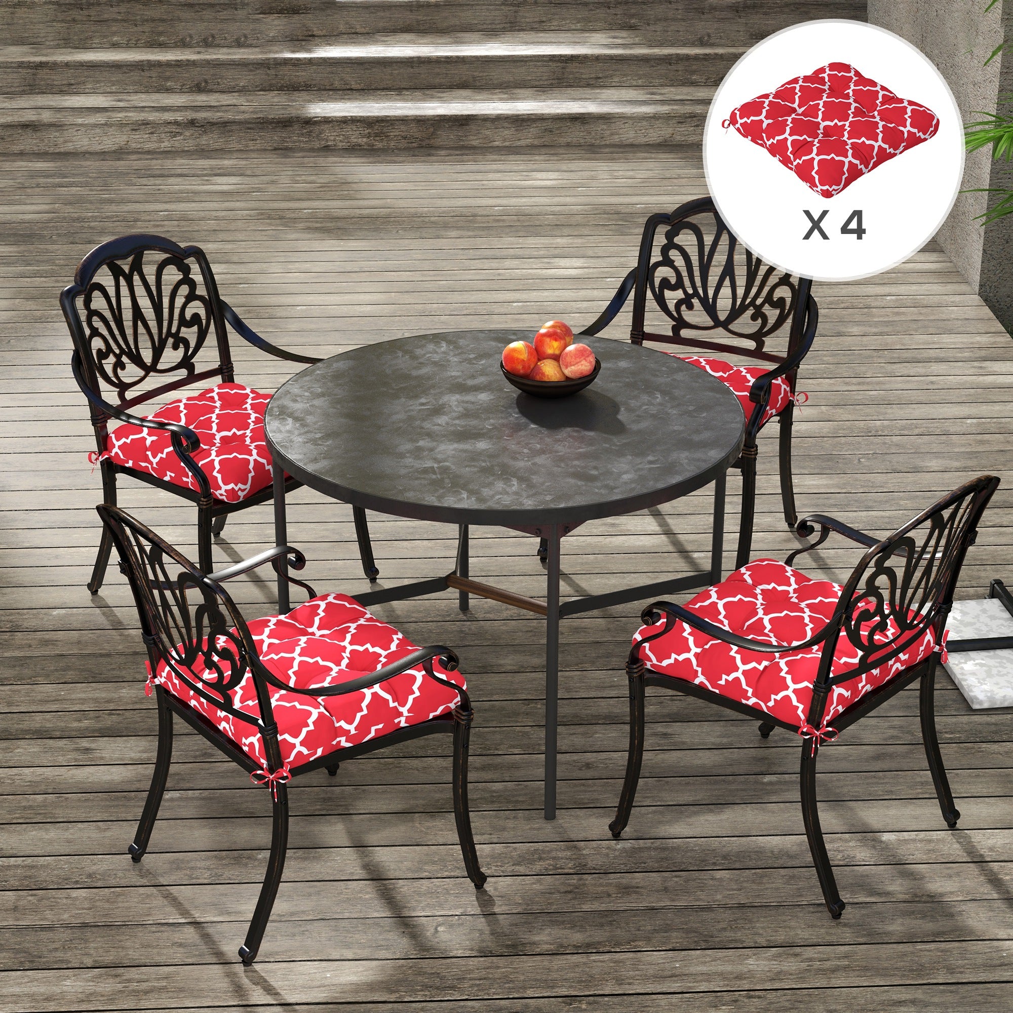 Outsunny 4-Piece Patio Chair Cushions Pillows, Seat Replacement Patio Cushions Set with Ties for Indoor Outdoor Garden Furniture