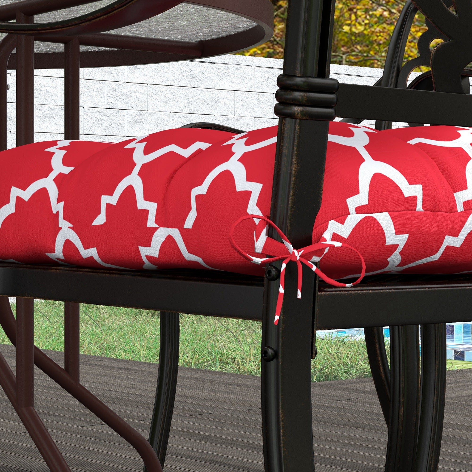 Outsunny 4-Piece Patio Chair Cushions Pillows, Seat Replacement Patio Cushions Set with Ties for Indoor Outdoor Garden Furniture