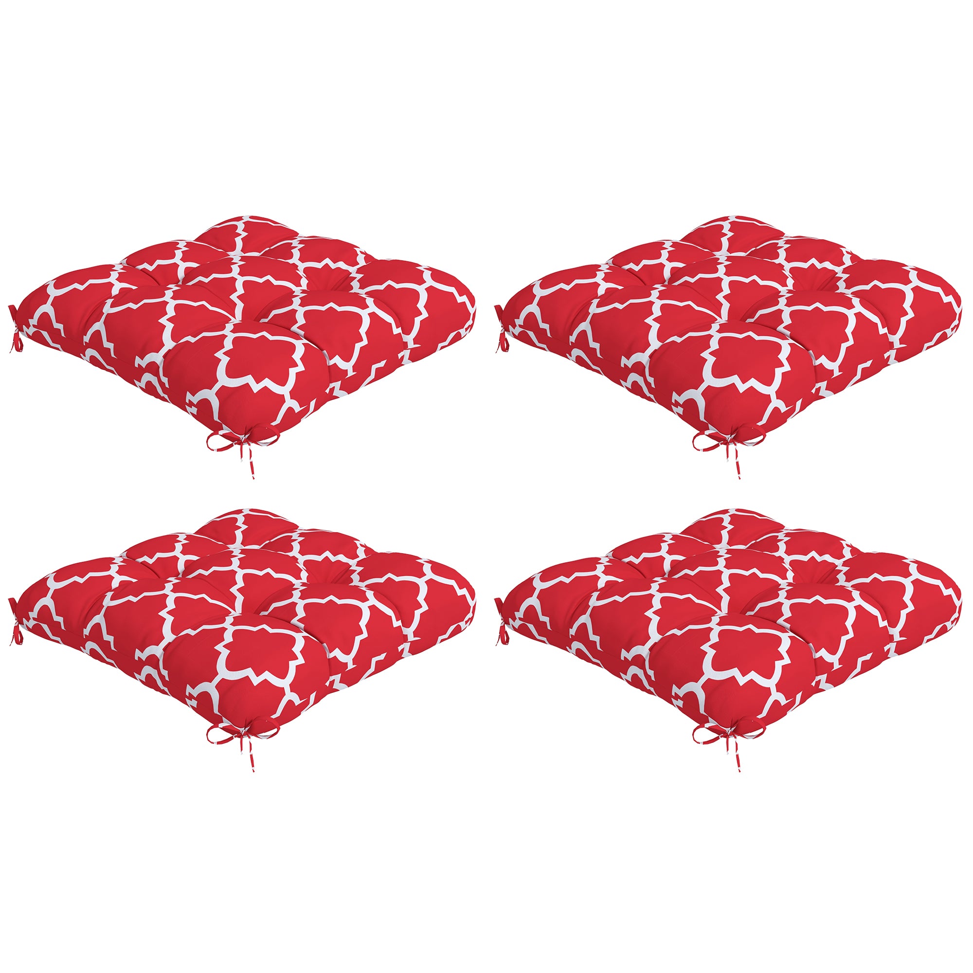 Outsunny 4-Piece Patio Chair Cushions Pillows, Seat Replacement Patio Cushions Set with Ties for Indoor Outdoor Garden Furniture