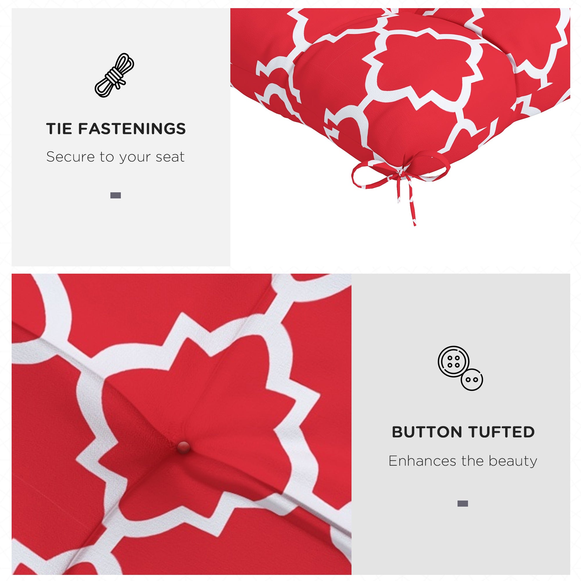 Outsunny 4-Piece Patio Chair Cushions Pillows, Seat Replacement Patio Cushions Set with Ties for Indoor Outdoor Garden Furniture